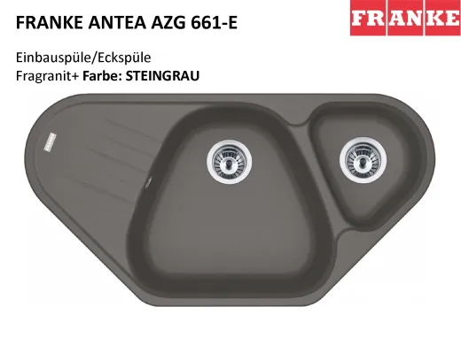 FRANKE Kchensple Antea AZG 661-E Fragranit+ Ecksple / Granitsple mit Siebkorb als Drehknopfventil