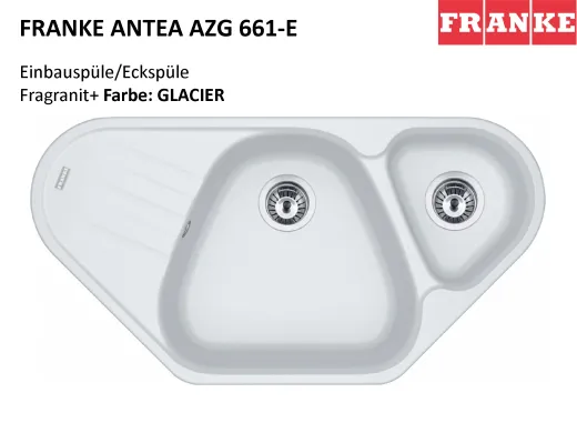 FRANKE Kchensple Antea AZG 661-E Fragranit+ Ecksple / Granitsple mit Siebkorb als Drehknopfventil