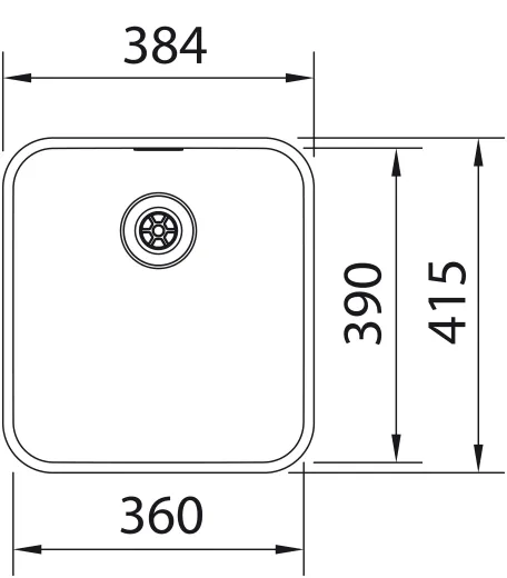 FRANKE Kchensple Epos EOX 110-36 Unterbausple (Montage unter die Arbeitsplatte) mit Integralablauf und Siebkorb als Stopfenventil