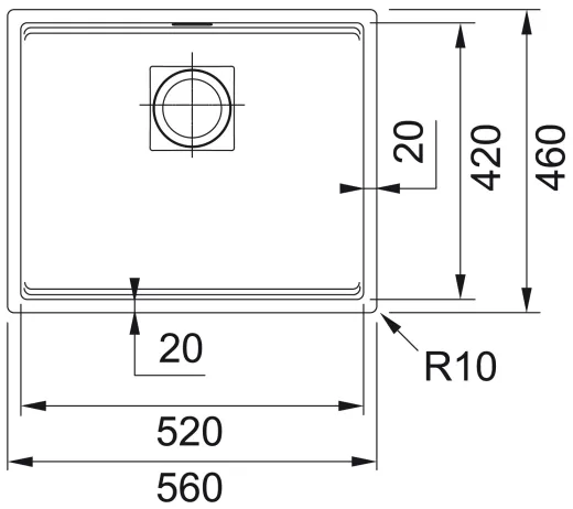 FRANKE Kchensple Kubus 2 KNG 110-52-UB Fragranit+ Granitsple / Unterbausple mit Siebkorb als Druckknopfventil