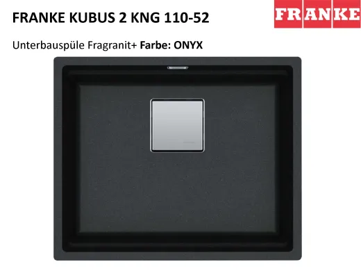 FRANKE Kchensple Kubus 2 KNG 110-52-UB Fragranit+ Granitsple / Unterbausple mit Siebkorb als Druckknopfventil