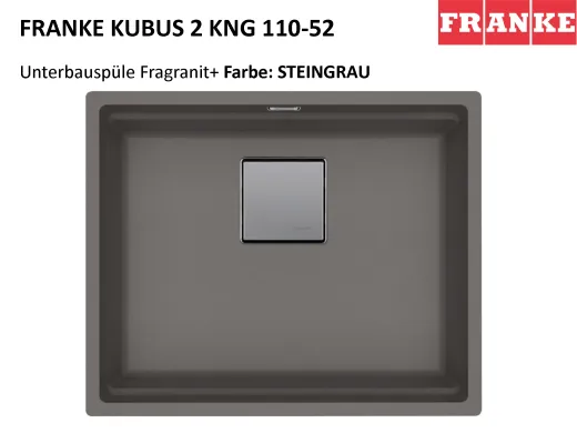 FRANKE Kchensple Kubus 2 KNG 110-52-UB Fragranit+ Granitsple / Unterbausple mit Siebkorb als Druckknopfventil