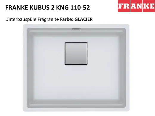 FRANKE Kchensple Kubus 2 KNG 110-52-UB Fragranit+ Granitsple / Unterbausple mit Siebkorb als Druckknopfventil