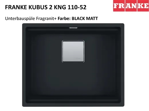 FRANKE Kchensple Kubus 2 KNG 110-52-UB Fragranit+ Granitsple / Unterbausple mit Siebkorb als Druckknopfventil