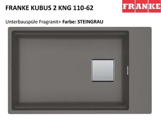 FRANKE Kchensple Kubus 2 KNG 110-62 Fragranit+ Granitsple / Unterbausple (Montage unter die Arbeitsplatte) mit Siebkorb als Druckknopfventil