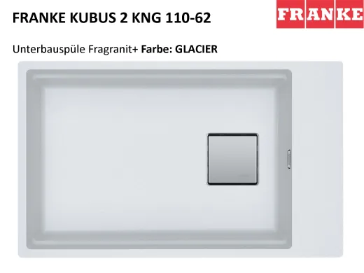 FRANKE Kchensple Kubus 2 KNG 110-62 Fragranit+ Granitsple / Unterbausple (Montage unter die Arbeitsplatte) mit Siebkorb als Druckknopfventil