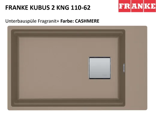 FRANKE Kchensple Kubus 2 KNG 110-62 Fragranit+ Granitsple / Unterbausple (Montage unter die Arbeitsplatte) mit Siebkorb als Druckknopfventil
