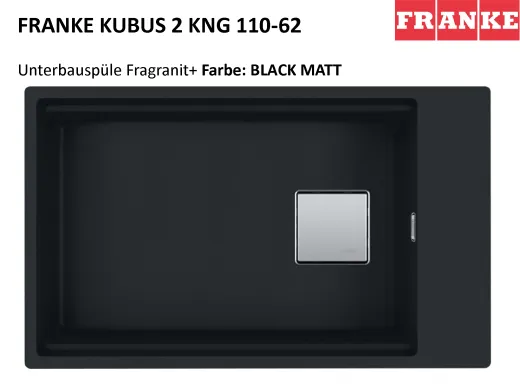 FRANKE Kchensple Kubus 2 KNG 110-62 Fragranit+ Granitsple / Unterbausple (Montage unter die Arbeitsplatte) mit Siebkorb als Druckknopfventil