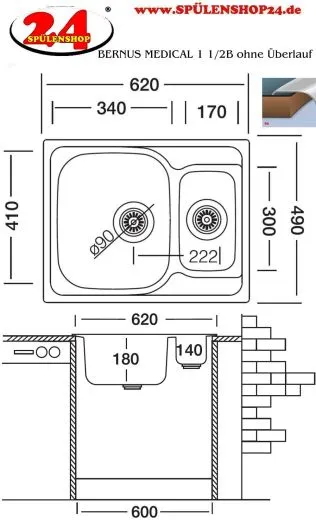 ✅ BERNUS MEDICAL 1 1/2B Edelstahlsple / Sple ohne berlauf fr den medizinischen Bereich