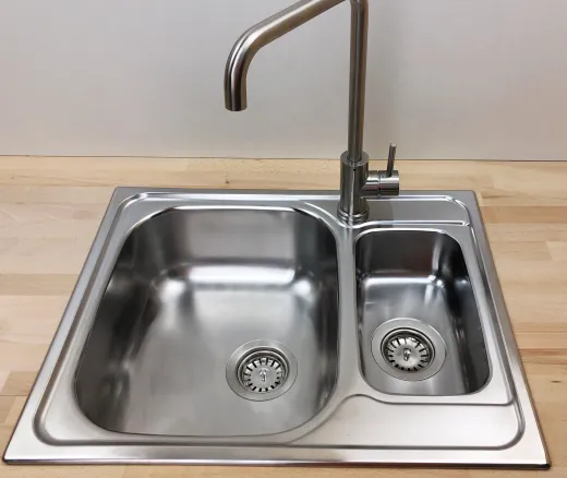 ✅ BERNUS Canos 1 1/2B Compact Edelstahlsple / Kchensple Siebkorb als Stopfenventil