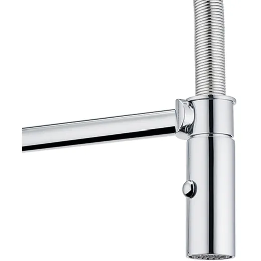 FRANKE Kchenarmatur Pescara Semi Pro L Einhebelmischer Edelstahl massiv mit Pendelbrause umstellbar 360 schwenkbarer Auslauf