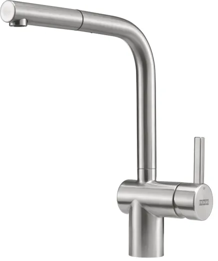 FRANKE Kchenarmatur Atlas Neo Einhebelmischer Edelstahl massiv mit Zugauslauf 180 schwenkbarer Auslauf mit Laminar Perlator