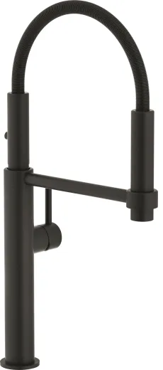 FRANKE Kchenarmatur Pescara Semi Pro L 360 Einhebelmischer Schwarz matt mit Federbrause 2x 360 schwenkbarer Auslauf