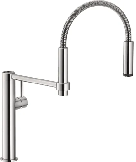 FRANKE Kchenarmatur Pescara Semi Pro L 360 Einhebelmischer Schwarz matt mit Federbrause 2x 360 schwenkbarer Auslauf