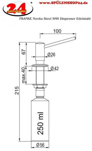 FRANKE Seifenspender Novita Steel Splmittelspender / Dispenser mit Druckbettigung