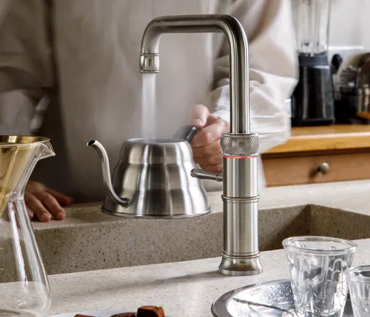 QUOOKER CLASSIC FUSION Square Edelstahl VAQ PRO3 Einhebelmischer & 100C Armatur Nostalgieoptik (PRO3CFNSSST)