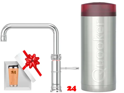 QUOOKER CLASSIC FUSION Square Chrom Combi (+) B Einhebelmischer & 100�C Armatur Nostalgieoptik (COMBI+CFNSCHR)