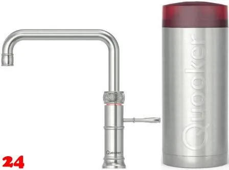 QUOOKER CLASSIC FUSION Square Edelstahl Combi (+) B Einhebelmischer & 100C Armatur Nostalgieoptik (COMBI+CFNSSST)