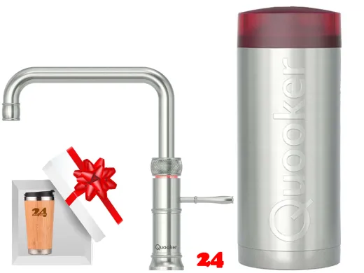 QUOOKER CLASSIC FUSION Square Edelstahl Combi (+) B Einhebelmischer & 100�C Armatur Nostalgieoptik (COMBI+CFNSSST)