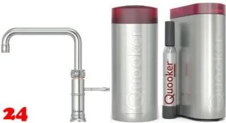QUOOKER CLASSIC FUSION Square Edelstahl COMBI B mit CUBE 2 *Der Wasserhahn, der alles kann! Nostalgieoptik (COMBICFNSSSTCUBE)