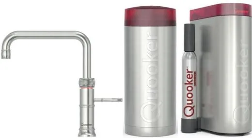 QUOOKER CLASSIC FUSION Square Edelstahl COMBI B mit CUBE 2 *Der Wasserhahn, der alles kann! Nostalgieoptik (COMBICFNSSSTCUBE)