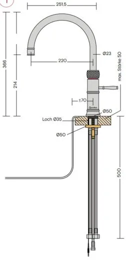 QUOOKER CLASSIC FUSION Round Chrom VAQ PRO3 Einhebelmischer & 100C Armatur Nostalgieoptik (PRO3CFNRCHR)