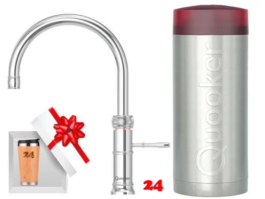 QUOOKER CLASSIC FUSION Round Chrom Combi (+) B Einhebelmischer & 100�C Armatur Nostalgieoptik (COMBI+CFNRCHR)