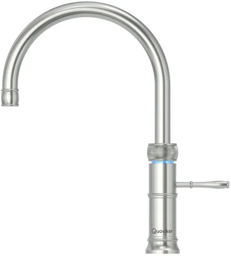 QUOOKER CLASSIC FUSION Round Edelstahl PRO3 mit CUBE 2 *Der Wasserhahn, der alles kann! Nostalgieoptik (PRO3CFNRSSTCUBE)