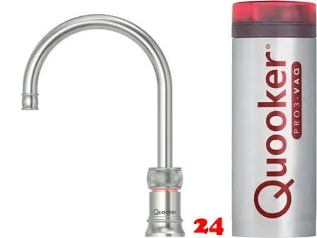 QUOOKER Classic Nordic Round 100C Armatur Solohahn Edelstahl Nostalgieoptik (PRO3CNSRSST)