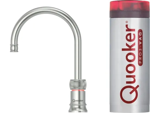 QUOOKER Classic Nordic Round 100C Armatur Solohahn Edelstahl Nostalgieoptik (PRO3CNSRSST)