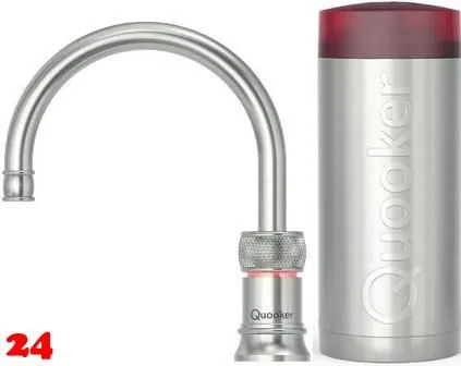 QUOOKER Classic Nordic Round Combi (+) B 100C Armatur Solohahn Edelstahl Nostalgieoptik (COMBI+CNSRSST)
