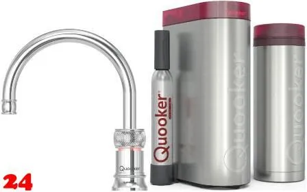 QUOOKER Classic Nordic Round Chrom VAQ PRO3 & CUBE 2 100C + Trinkwassersystem Solo-Tap Nostalgieoptik (PRO3CNSRCHRCUBE)
