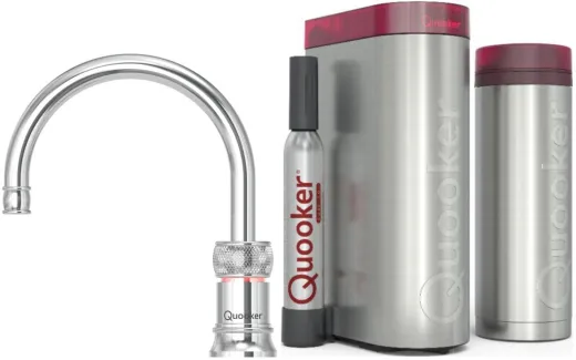 QUOOKER Classic Nordic Round Chrom VAQ PRO3 & CUBE 2 100C + Trinkwassersystem Solo-Tap Nostalgieoptik (PRO3CNSRCHRCUBE)