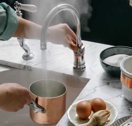 QUOOKER Classic Nordic Round Chrom VAQ PRO3 & CUBE 2 100C + Trinkwassersystem Solo-Tap Nostalgieoptik (PRO3CNSRCHRCUBE)