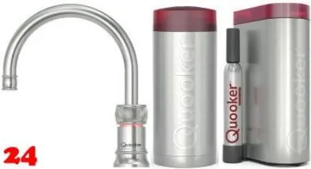 QUOOKER Classic Nordic Round Edelstahl COMBI B & CUBE 2 100C + Trinkwassersystem Solo-Tap Nostalgieoptik (COMBICNSRSSTCUBE)