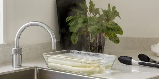 QUOOKER Classic Nordic Round Edelstahl COMBI B & CUBE 2 100C + Trinkwassersystem Solo-Tap Nostalgieoptik (COMBICNSRSSTCUBE)