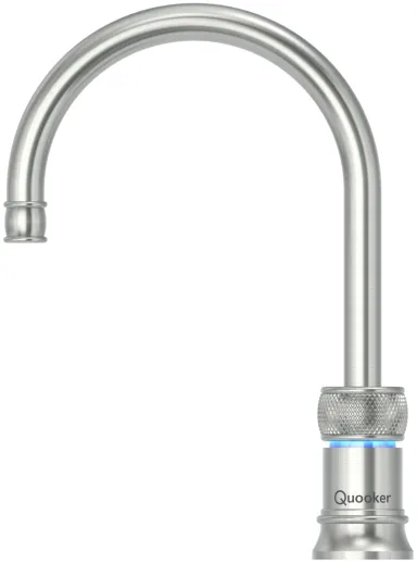 QUOOKER Classic Nordic Round Edelstahl COMBI B & CUBE 2 100C + Trinkwassersystem Solo-Tap Nostalgieoptik (COMBICNSRSSTCUBE)