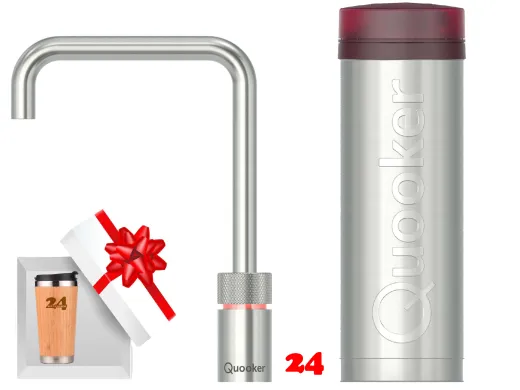QUOOKER Nordic Square 100�C Armatur Solohahn Edelstahl als Kochendwasser Armatur (PRO3NSSSST)