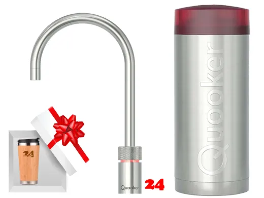 QUOOKER Nordic Round Combi (+) B 100�C Armatur Solohahn Edelstahl als Kochendwasser Armatur (COMBI+NSRSST)