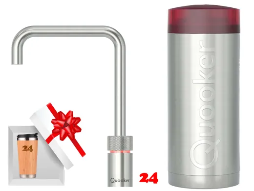 QUOOKER Nordic Square Combi B 100�C Armatur Solohahn Edelstahl als Kochendwasser Armatur (COMBINSSSST)