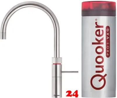 ✅ QUOOKER FUSION Round VAQ PRO3 Einhebelmischer Edelstahl & 100C Armatur Kochendwasserhahn (PRO3FNRSST)