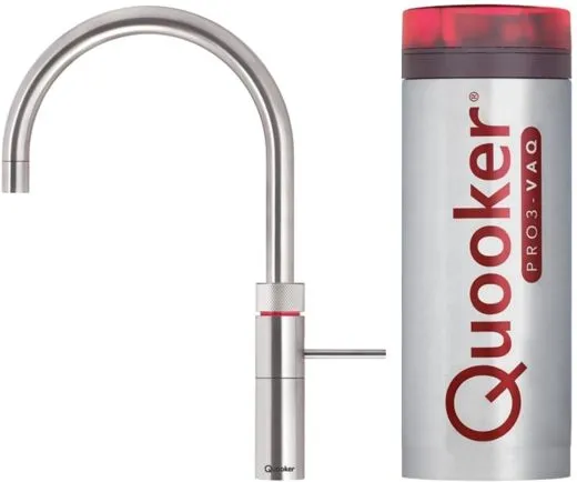 ✅ QUOOKER FUSION Round VAQ PRO3 Einhebelmischer Edelstahl & 100C Armatur Kochendwasserhahn (PRO3FNRSST)