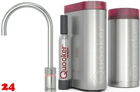 QUOOKER Nordic Round Edelstahl Single-Tap COMBI B mit CUBE 2 (COMBINSRSSTCUBE)