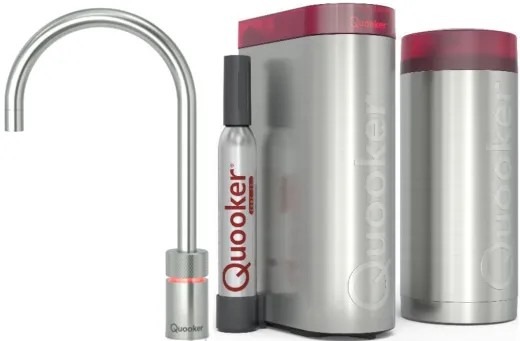 QUOOKER Nordic Round Edelstahl Single-Tap COMBI B mit CUBE 2 (COMBINSRSSTCUBE)