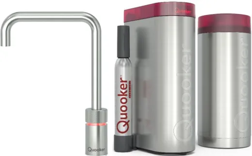 QUOOKER Nordic Square Edelstahl Single-Tap COMBI B mit CUBE 2 (COMBINSSSSTCUBE)