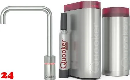 QUOOKER Nordic Square Edelstahl Single-Tap COMBI (+) B mit CUBE 2 (COMBI+NSSSSTCUBE)