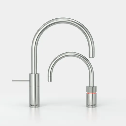 QUOOKER Nordic Round Twintaps Edelstahl VAQ PRO3 mit CUBE 2 als Set (PRO3NSMRSSTTTCUBE)