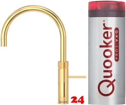 QUOOKER FUSION Round VAQ PRO3 Einhebelmischer 24 Karat Gold Edition & 100C Armatur (PRO3FNRGLD)