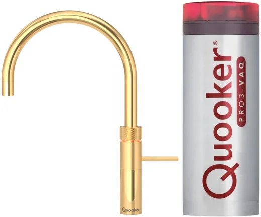 QUOOKER FUSION Round VAQ PRO3 Einhebelmischer 24 Karat Gold Edition & 100C Armatur (PRO3FNRGLD)