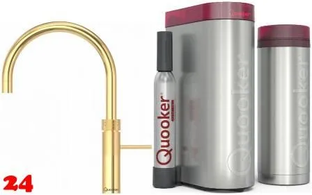 QUOOKER FUSION Round 24 Karat Gold Edition VAQ PRO3 mit CUBE 2 *Der Wasserhahn, der alles kann! (PRO3FNRGLDCUBE)